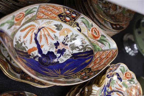 A Coalport thirty six piece Imari pattern dessert service, c.1810-15, plates 21.5cm diameter